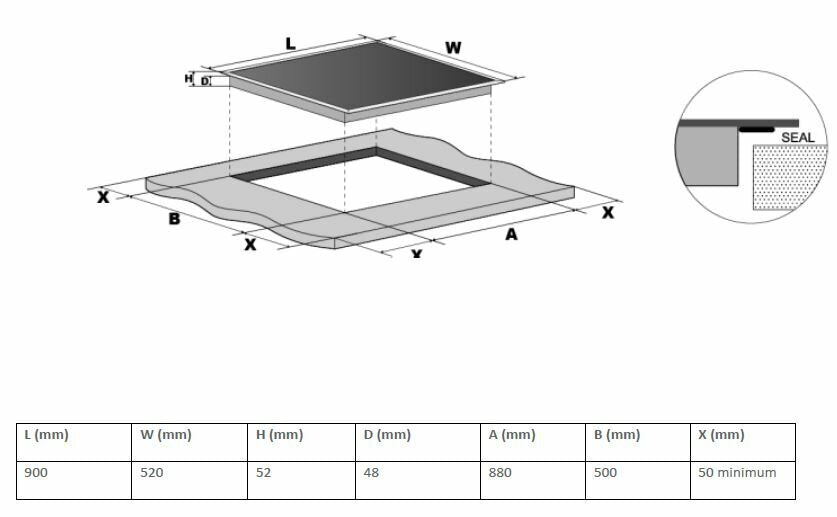 Brohn 90cm Built-in Ceramic Cooktop - Black Glass, 5 Zones, Triple-Ring Zone, Touch Controls - BRCC9001