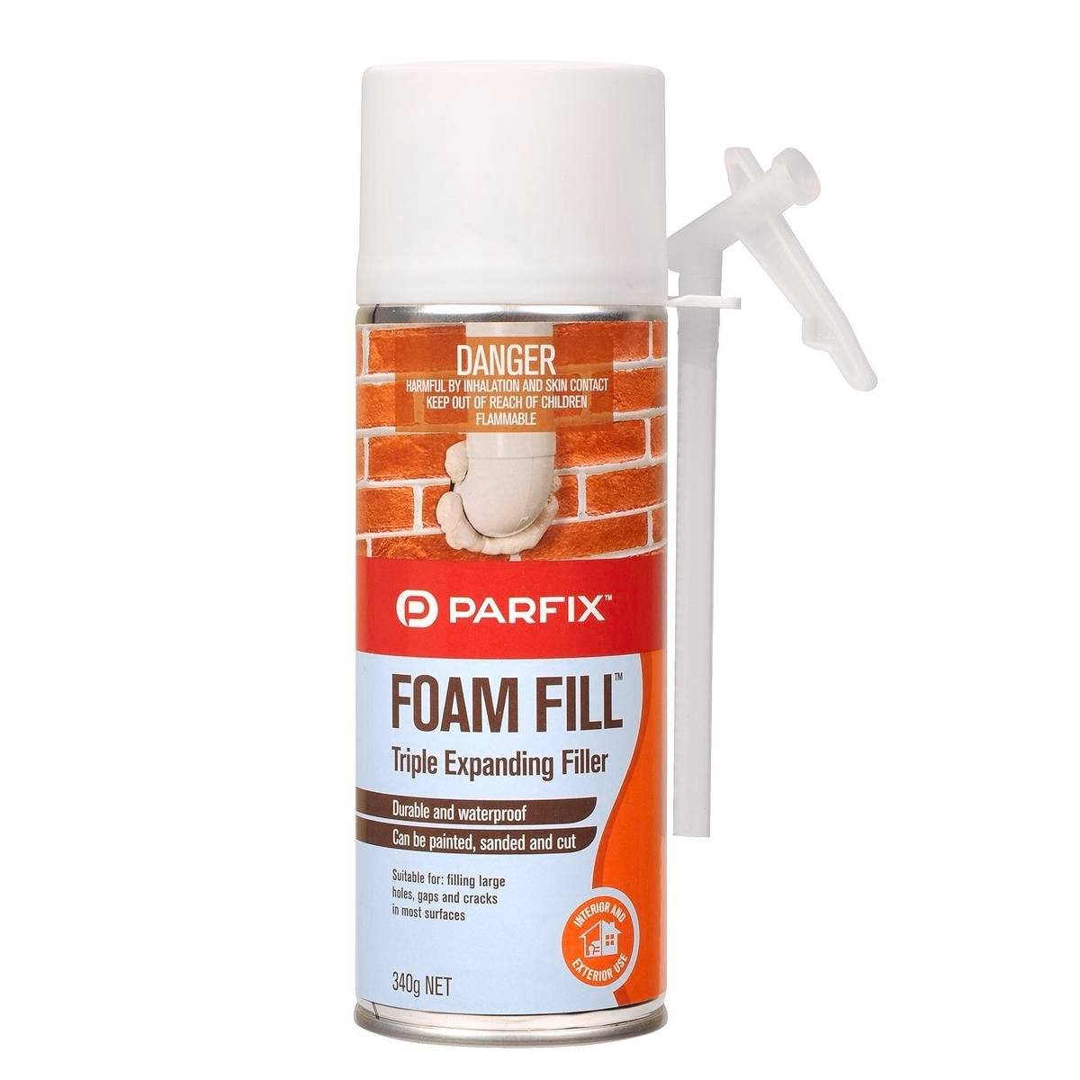 Parfix 340g Expanding Foam Filler - Paintable, Sandable, Indoor/Outdoor
