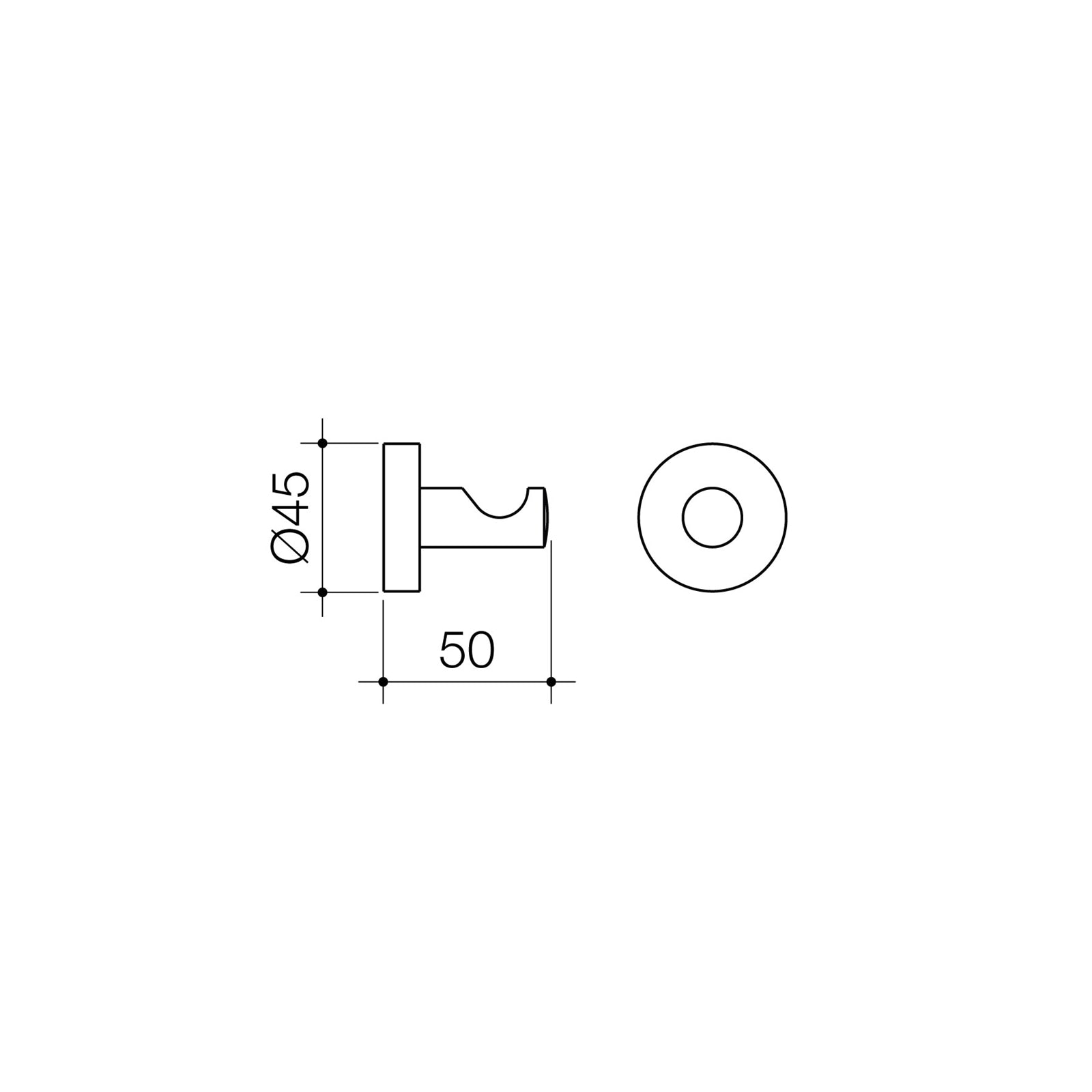 Caroma Cosmo Matte Black Robe Hook 45mm Metal