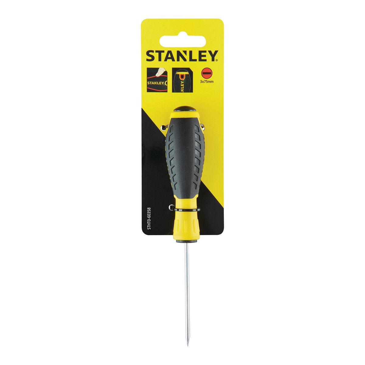 Stanley 3 x 75mm Standard Tip Slotted Essentials Screwdriver Yellow