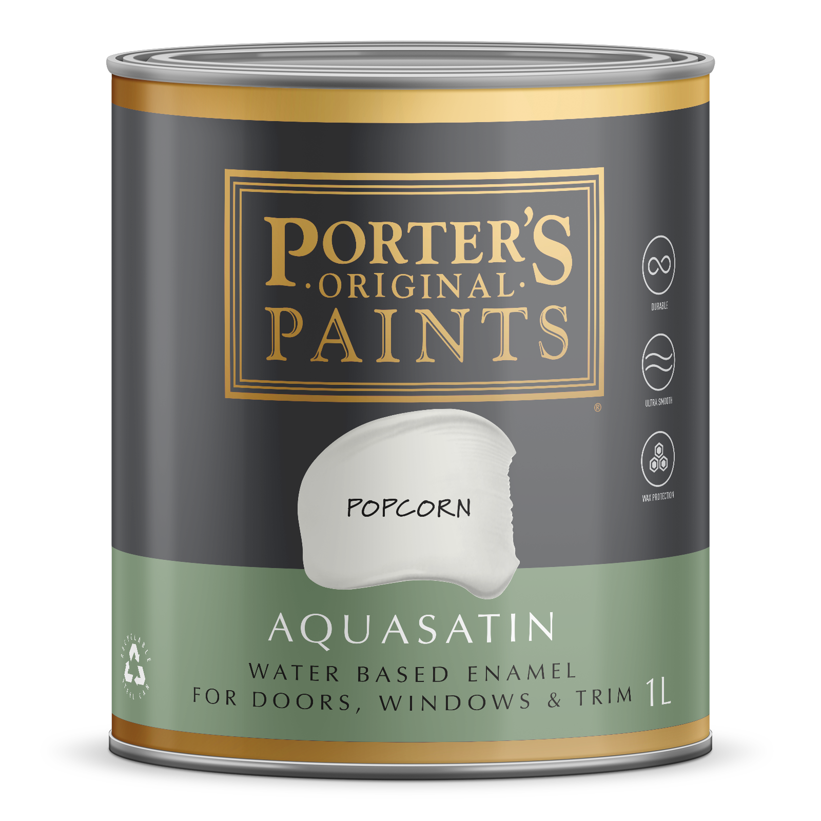 Porter's 1L Popcorn Aquasatin Eggshell Washable Interior & Exterior Paint