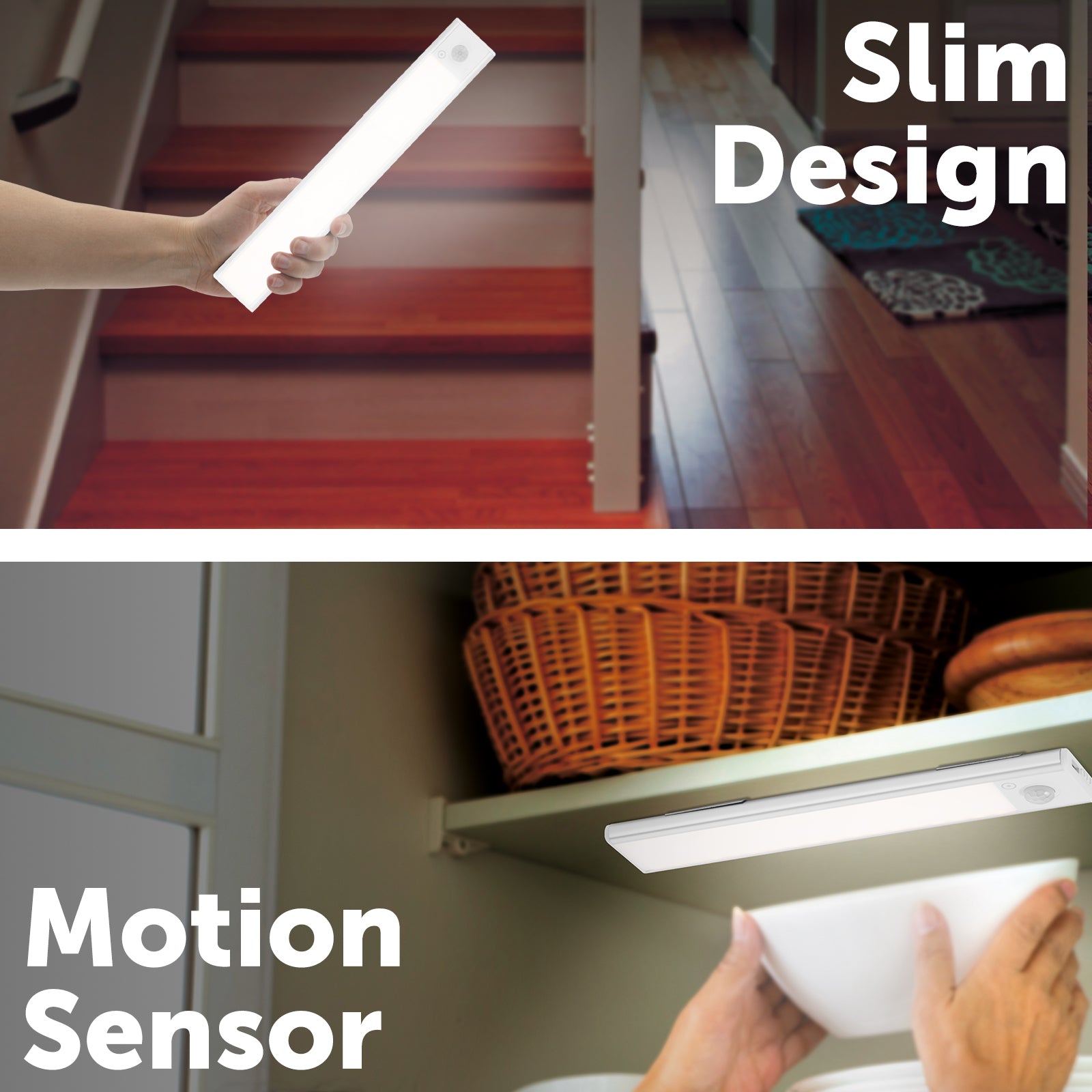 Arlec 40cm CCT Sensor Bar Light, Cordless Aluminium, Motion Sensor, Indoor UC534