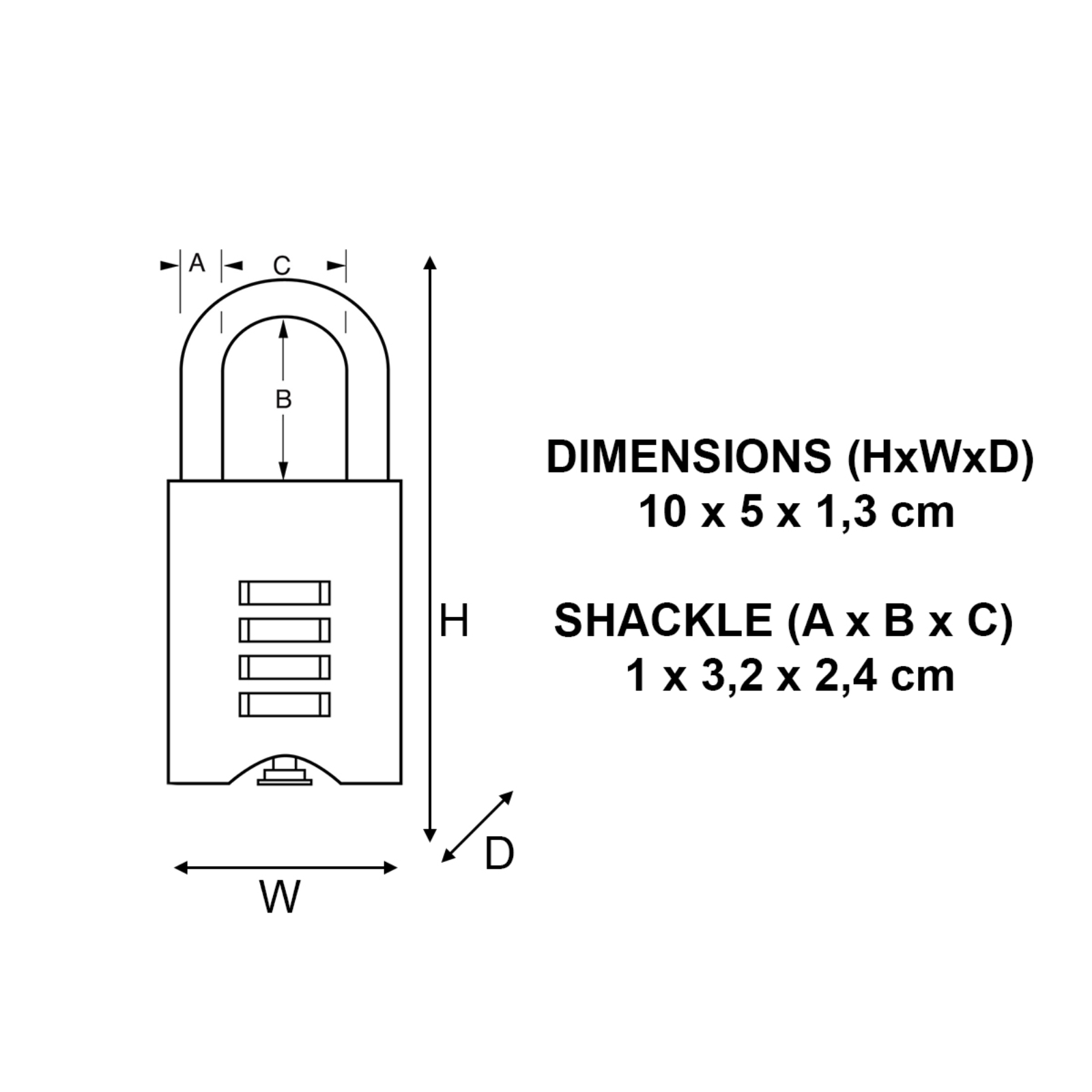 Master Lock 50mm Brass Resettable Combination Padlock - Hardened Steel Shackle, 4-Dial