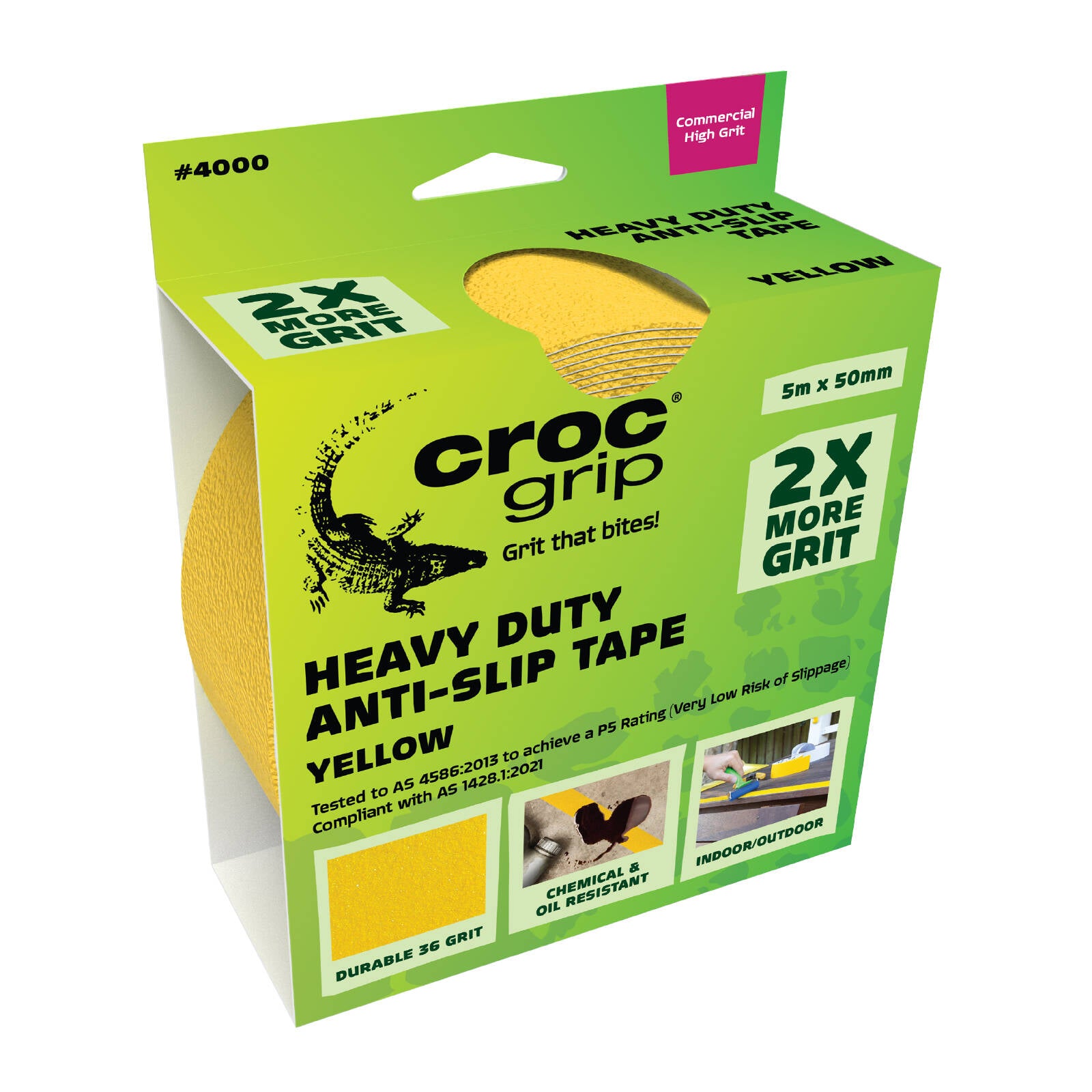 Croc Grip 5m x 50mm Yellow Heavy Duty Anti-Slip Tape