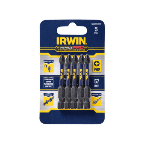 Irwin Impact Pro Performance 57mm PH2 Screwdriver Bit 5 Pack