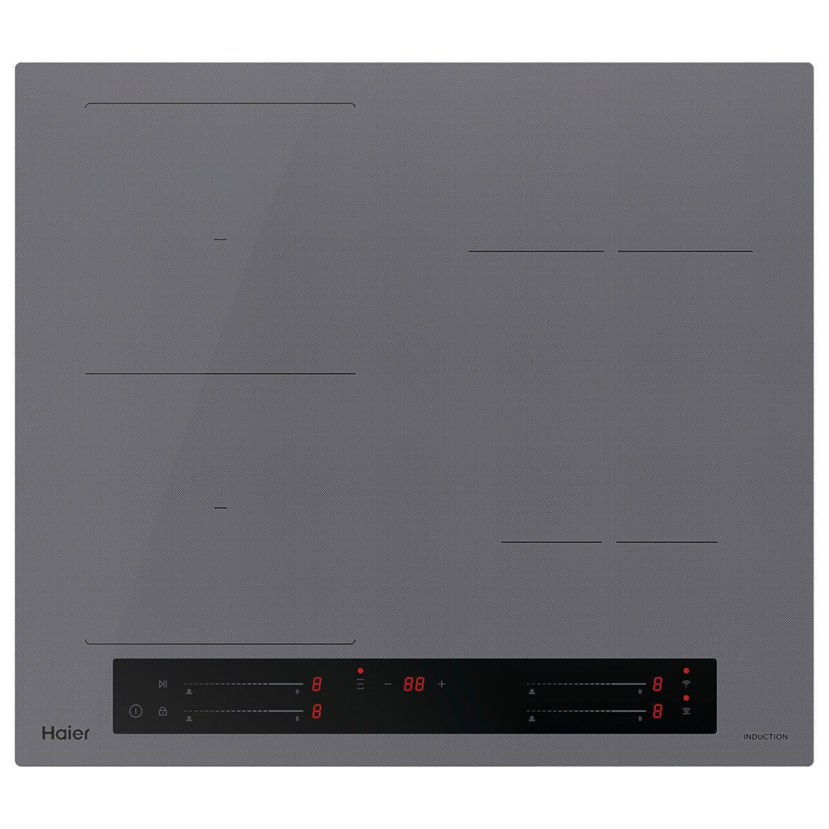 Haier 60cm 500 Series induction cooktop - Flexi Zone, Wi-Fi, hood to hob pairing, grey glass - HCI604FTG4