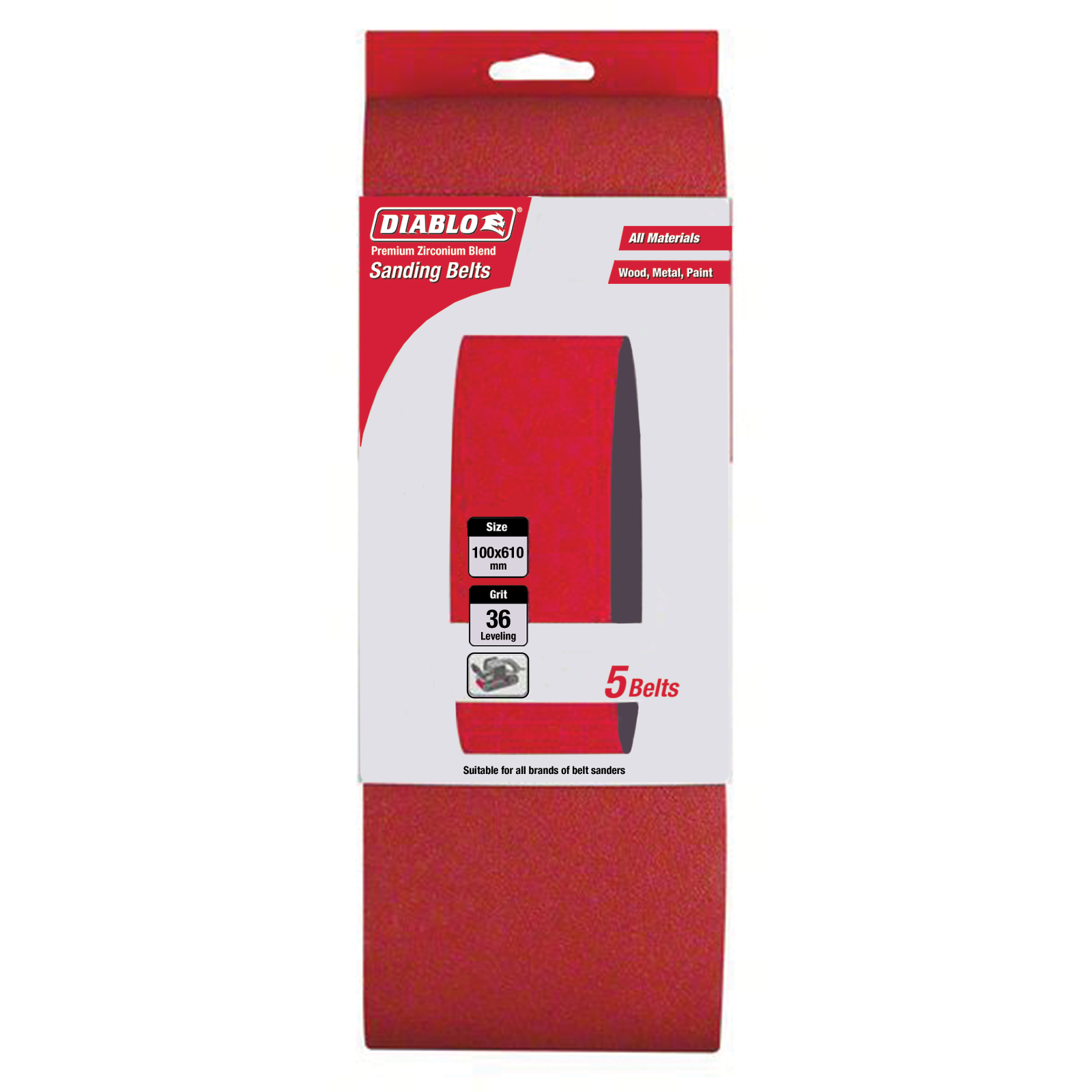 Diablo 100 x 610mm 36 Grit Abrasive Sanding Belts - 5 Pack