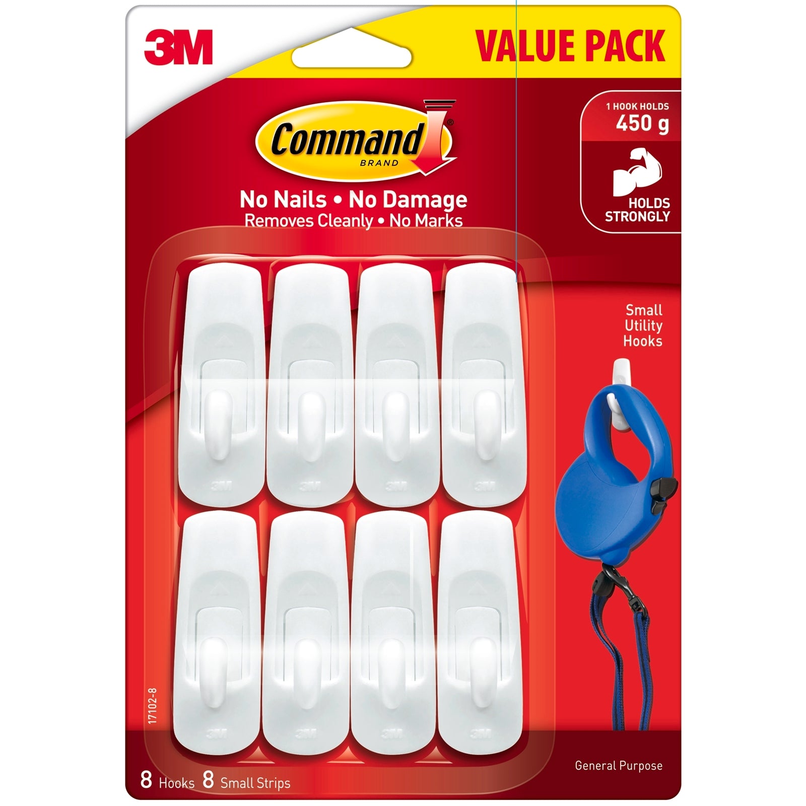 Command Small White Plastic Adhesive Hooks 8 Pack