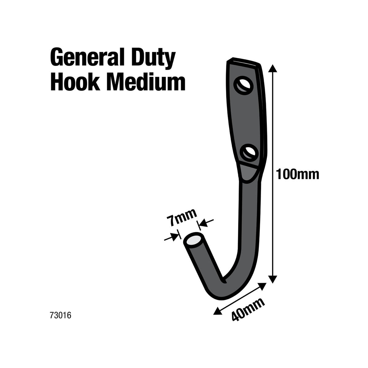 Everhang Medium Black J Bolt Hook - 5mm x 45mm x 105mm - Durable Steel - Versatile Storage - SuperSaverAU - view 3