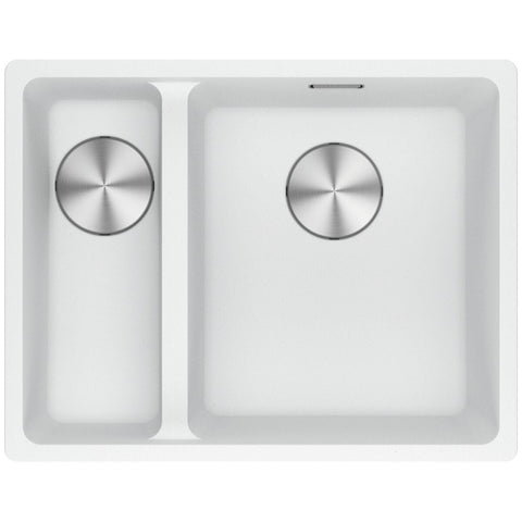 Franke Maris left 1 and 1/2 bowl undermount sink - Polar White - extension drainer - MRG160SBLPW-FPC