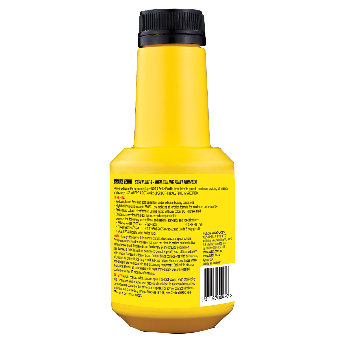 Nulon Extreme Performance Super DOT 4 Brake Fluid 500ml Borate Ester