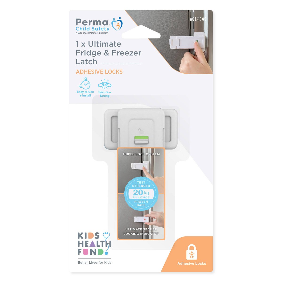 Perma Child Safety Ultimate Fridge Freezer Latch - 1 Pack - 37mm x 100mm - Secure Lock - SuperSaverAU - view 1