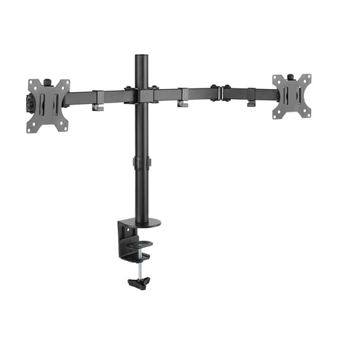 Practa Full Motion Dual Arm Monitor Mount PRMMD 13-32 inch Black Steel, Clamp or Grommet Fit