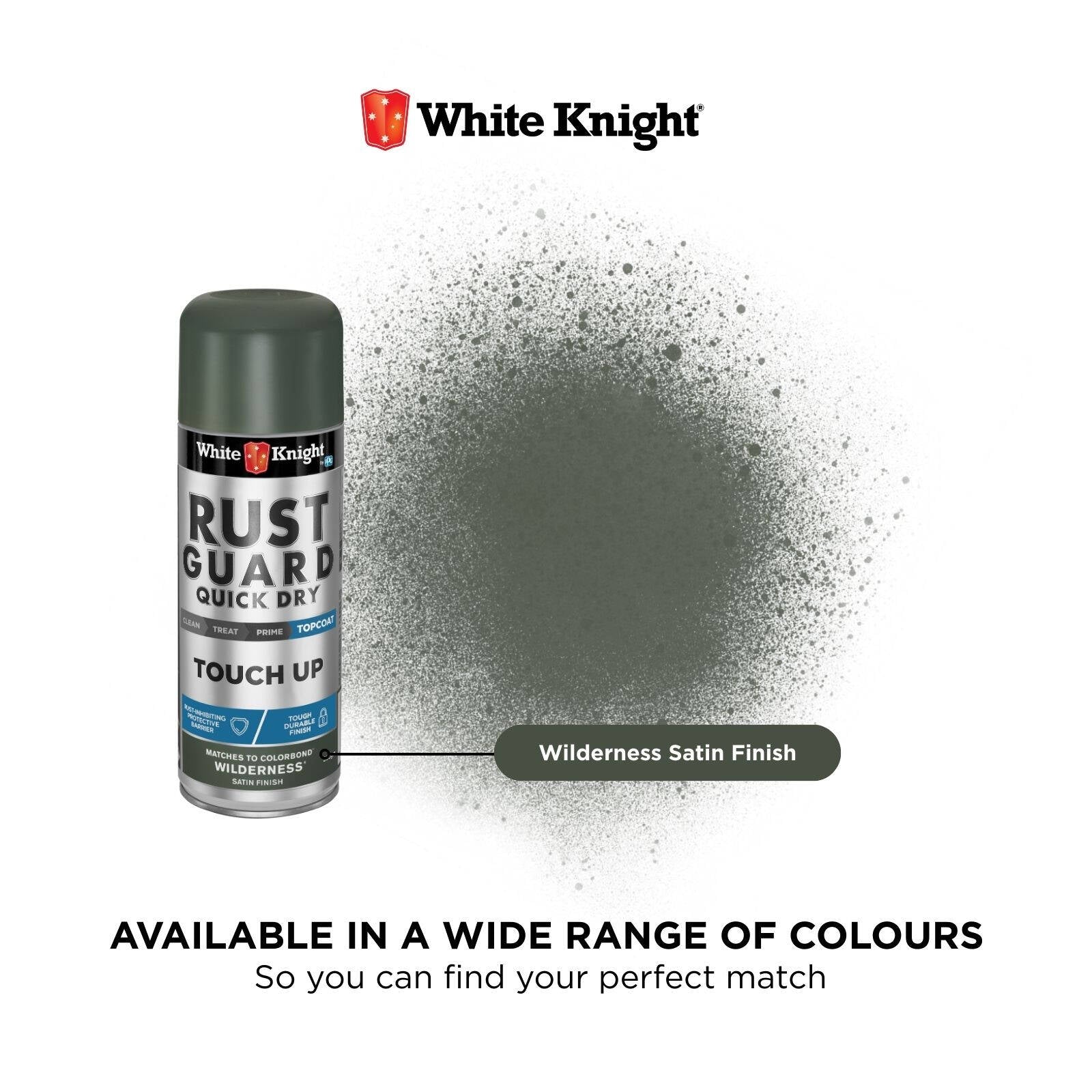 White Knight Rust Guard Touch Up Spray Paint 300g Wilderness Satin