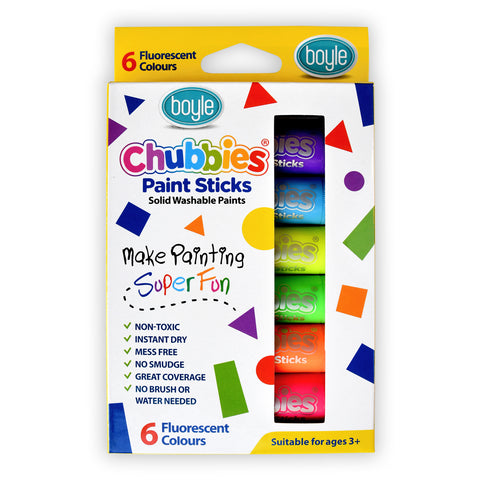 Boyle Fluorescent Colours Chubbies Paint Sticks Indoor 6 Pack