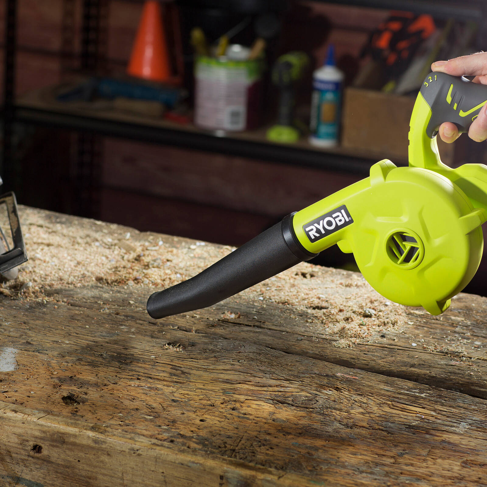 RYOBI 18V ONE+ Workshop Blower R18TB-0 Cordless Skin Only, Black/Hypergreen