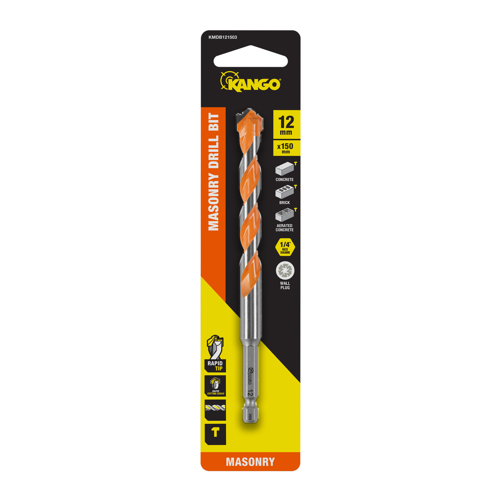 Kango 12 x 150mm 1/4" Masonry Drill Bit KMDB121503