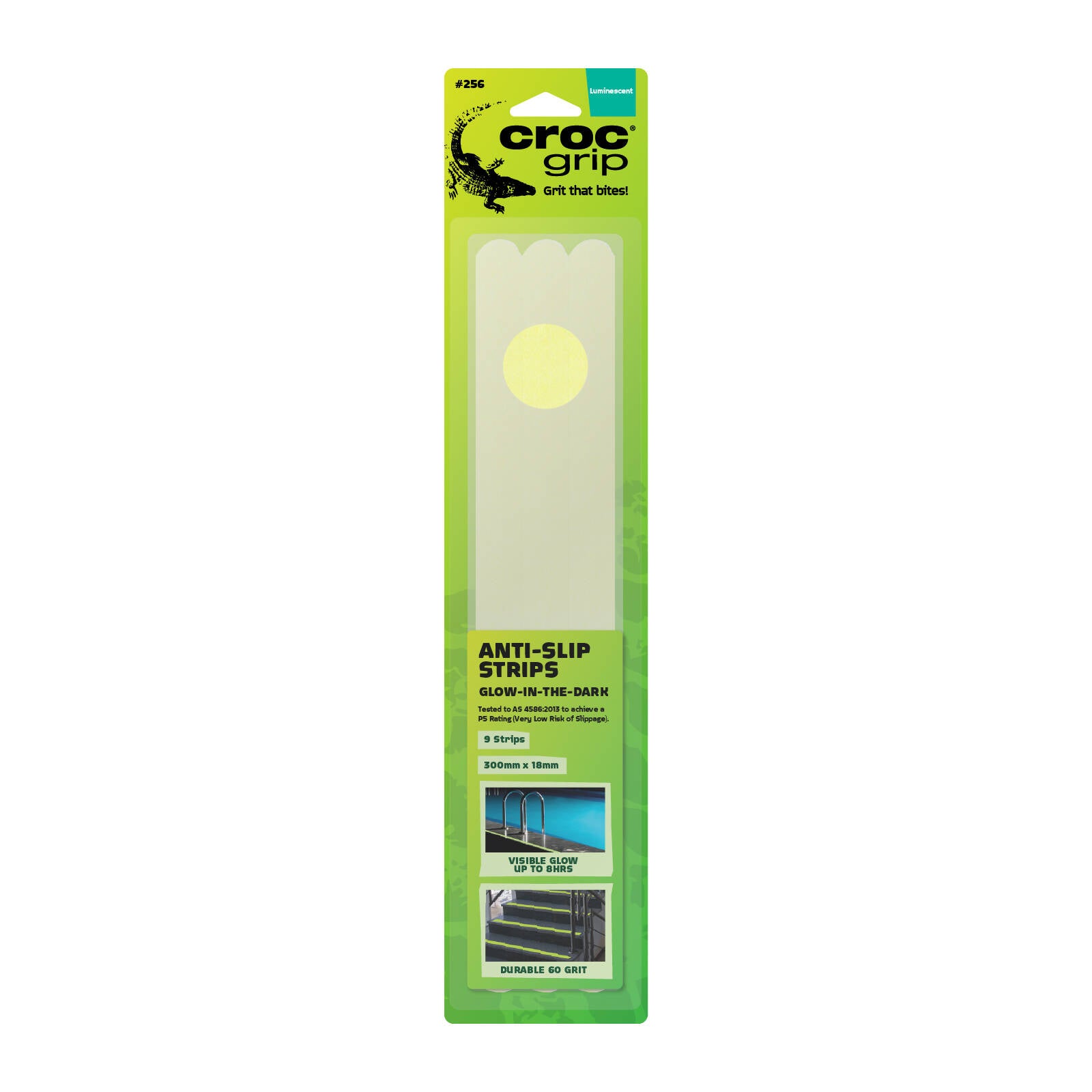 Croc Grip Glow-in-the-Dark Anti-Slip Grit Strips, 9 Pack