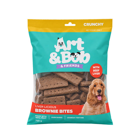 Art & Bob Brownie with Beef Liver Bites Adult Dog Treats, Australian Made Biscuits 750g