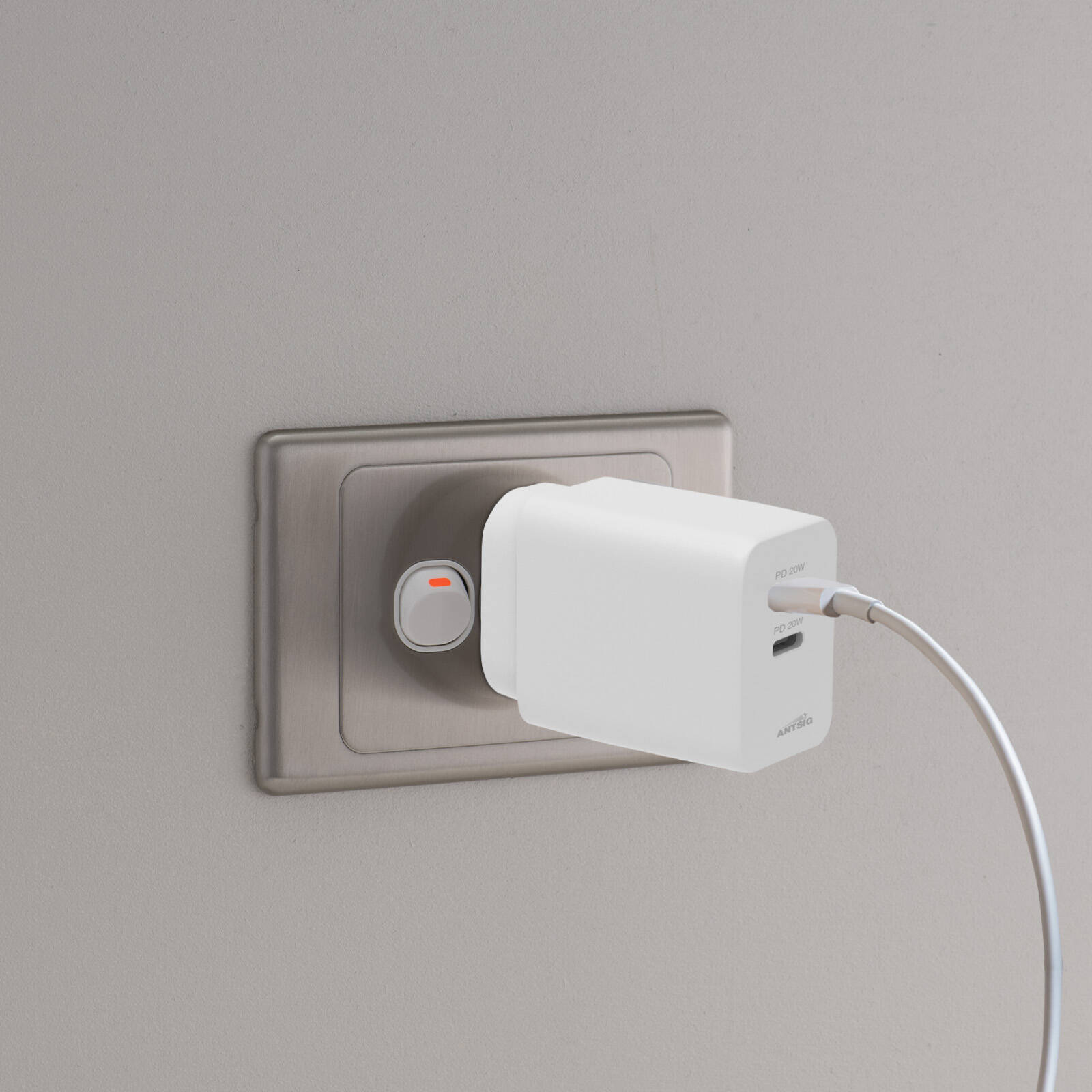 Antsig 20W Dual USB-C Wall Charger - Power Delivery Fast Charge APWC20WC