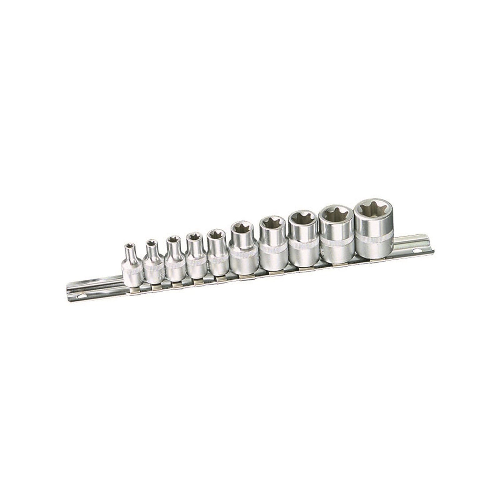 Kincrome 10 Piece 1/4" & 3/8" Drive E-TORX Socket Set, Chrome Vanadium Steel, with Clip Rail