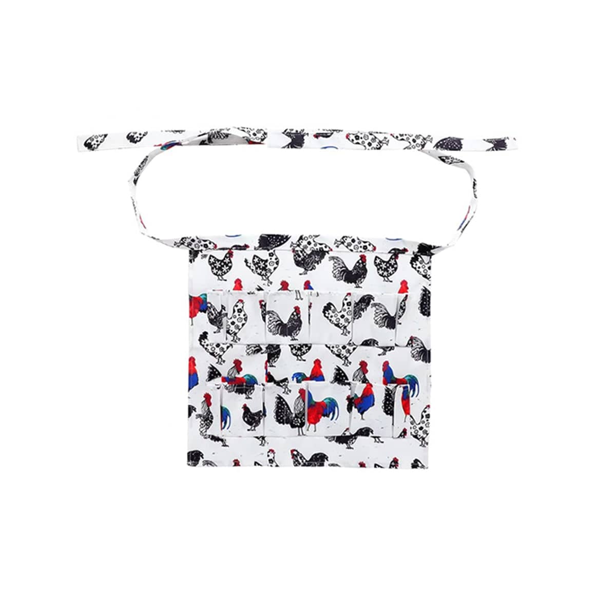 Egg Collecting Apron with Chicken Print - Medium (40 x 36 cm, 8 Pockets)