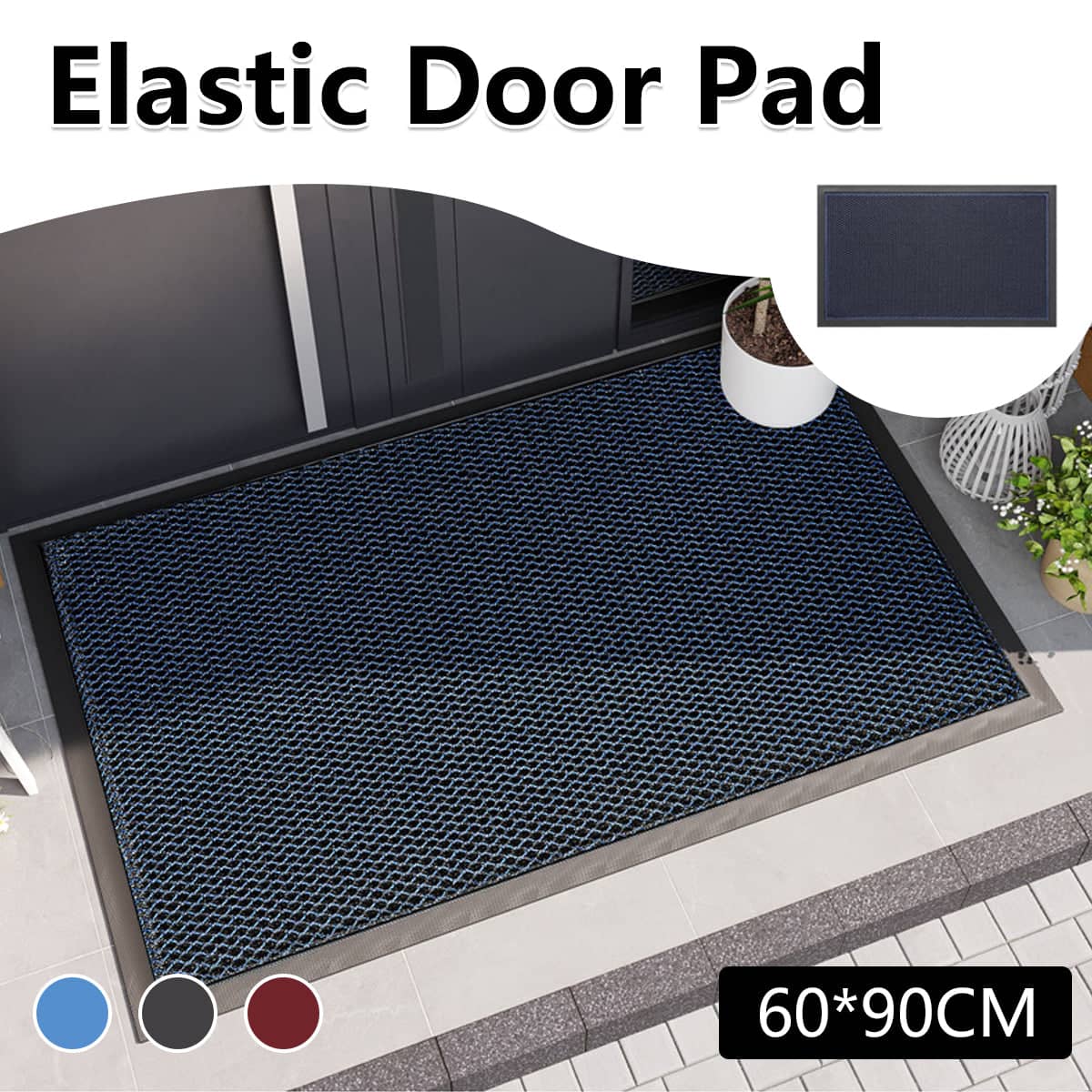 Elastic Door Pad Non Slip Dirt Resistant Entrance Mat, 60 x 90 cm - Red - view 2