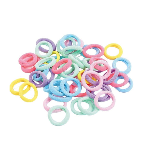 Elastic Hair Ties for Girls' Ponytails - Pastel Multicolour, Pack of 100