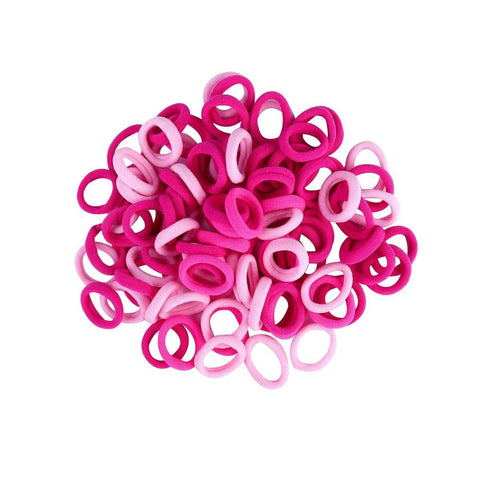 Elastic Hair Ties for Girls' Ponytails - Pink, Pack of 100