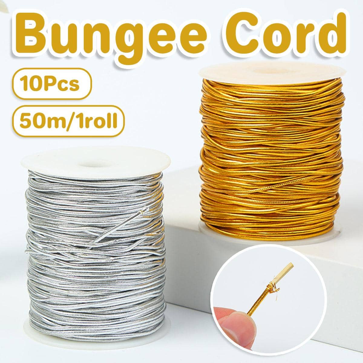 Elastic Rope Cord, 10 Pack - Silver Stretch String for Craft and Gift Wrapping - view 2