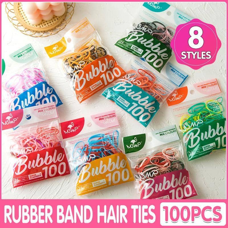 Elastic Rubber Hair Ties, Pack of 100 - Colour 7 - view 2