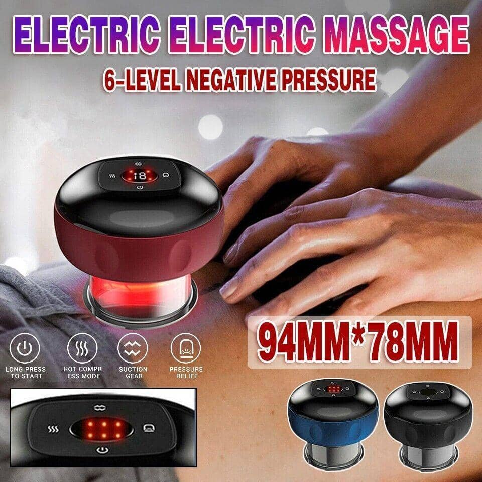 Electric Vacuum Cupping Massager with Light Heating - Red - view 2