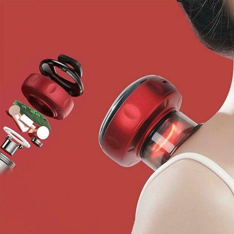 Electric Vacuum Cupping Massager with Light Heating - Red - view 4