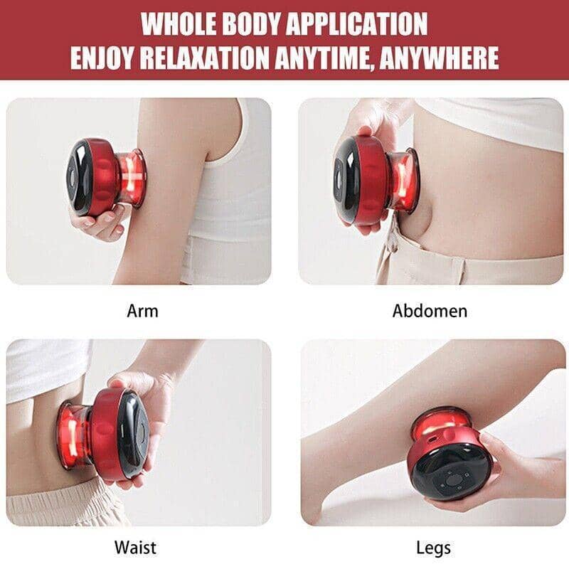 Electric Vacuum Cupping Massager with Light Heating - Red - view 5