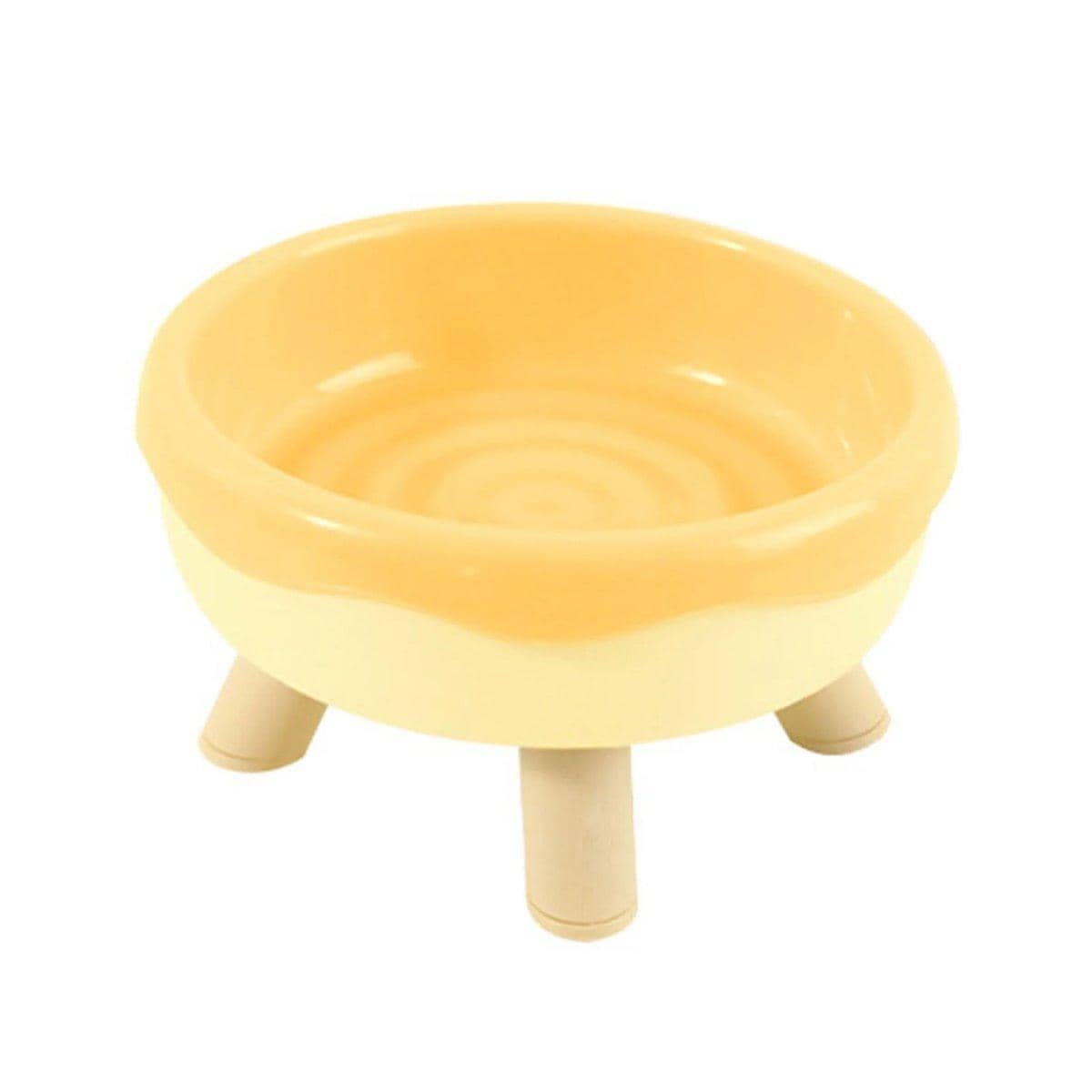 Elevated Cat Food and Water Bowl with Anti-Slip Legs - Yellow