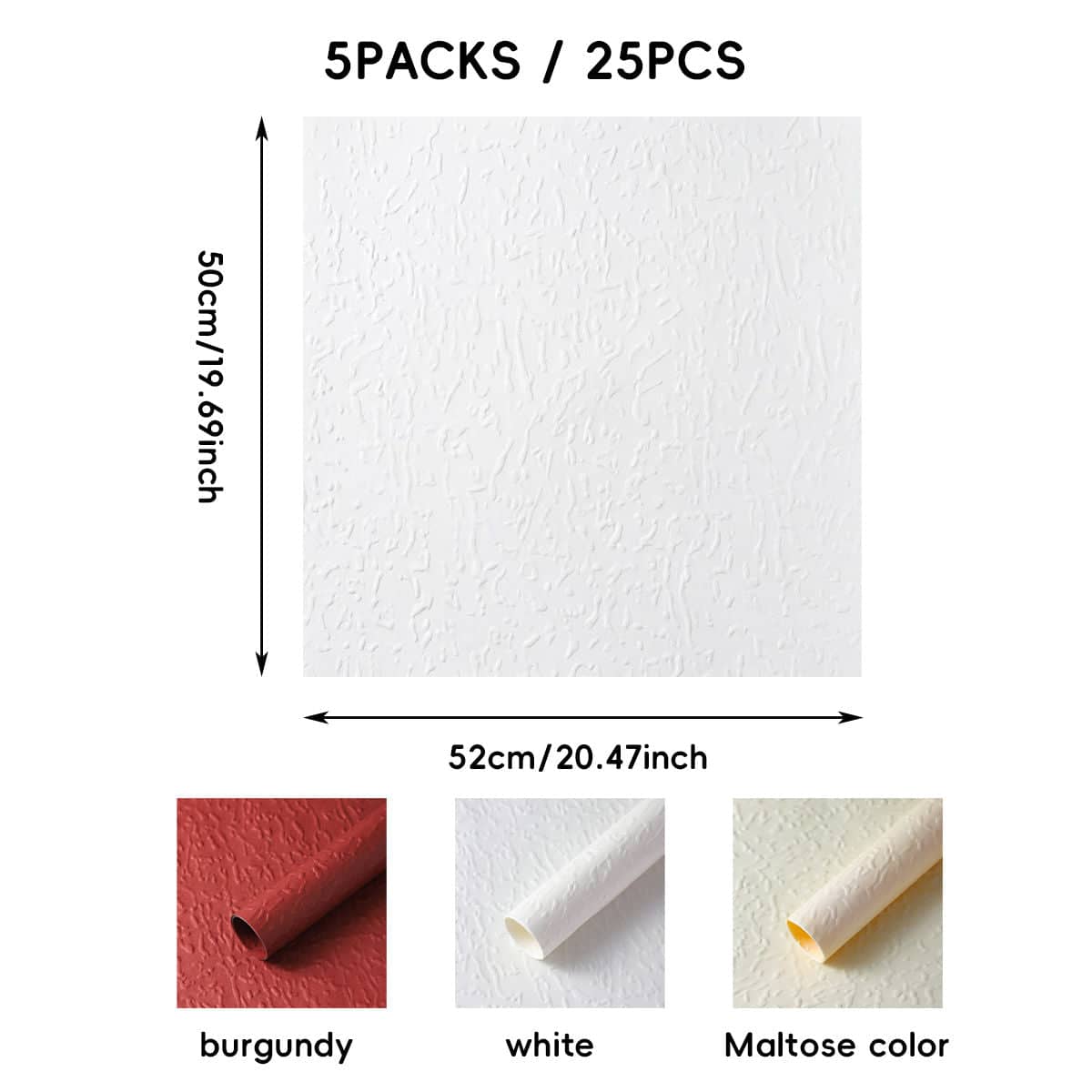 Embossed Flower Wrapping Paper, 5 Packs of 25 Sheets, 50 x 52 cm - White - view 4