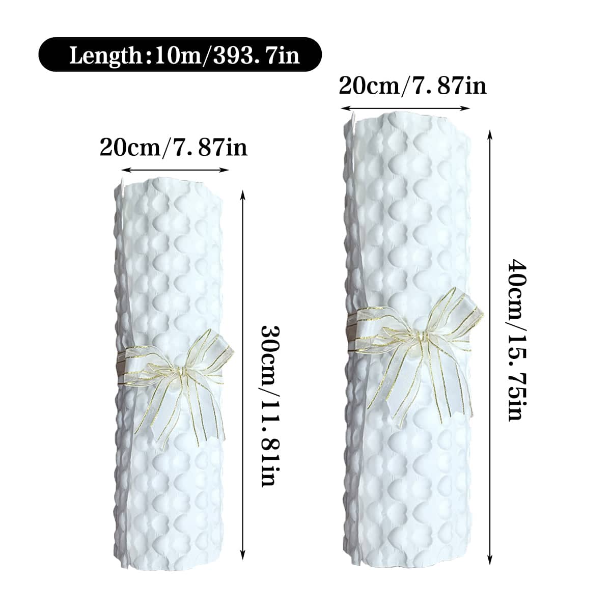 Embossed White Kraft Paper Roll for Gift Wrapping and Packing - 20 x 40 cm, 10 m - view 4