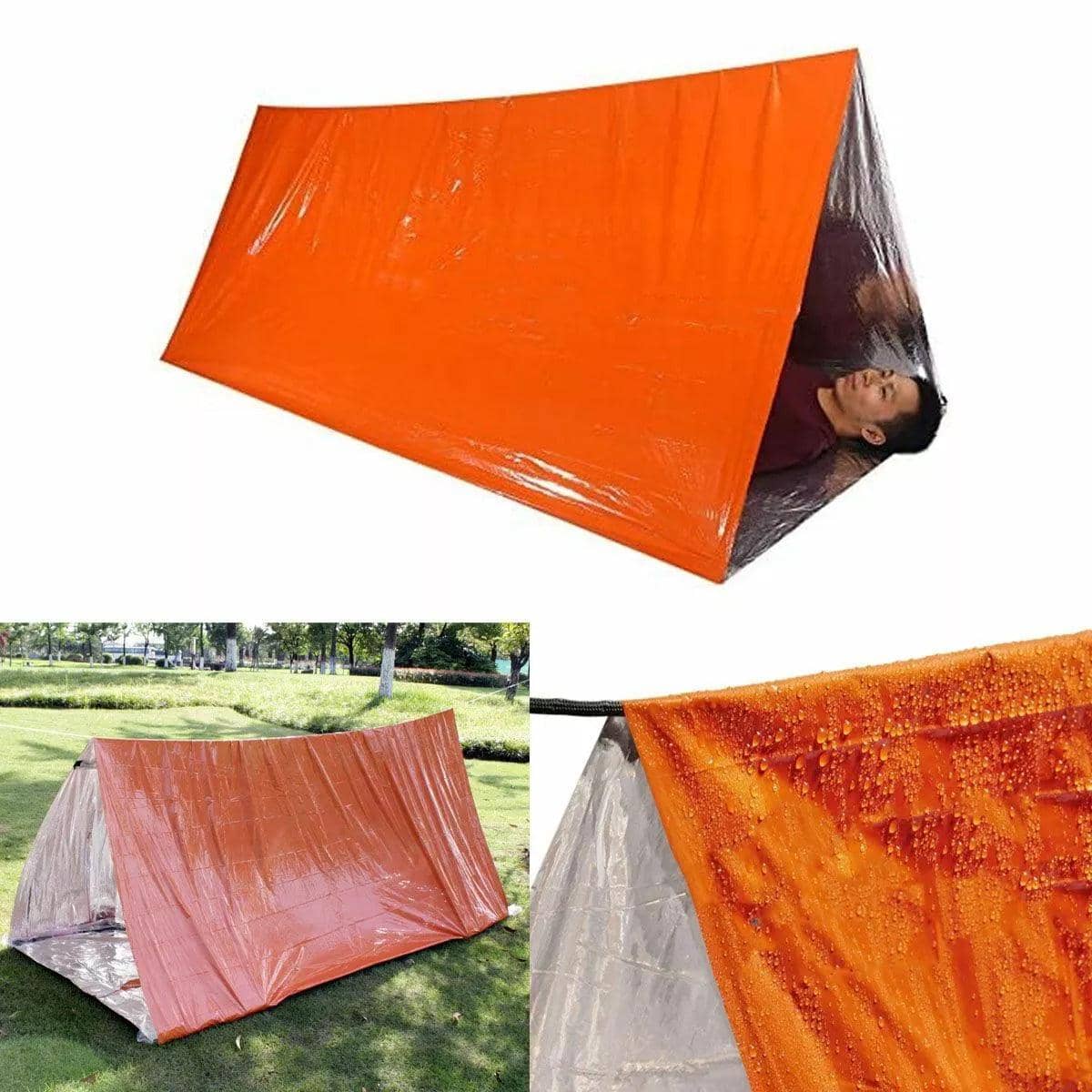 Emergency Survival Shelter Tent, Waterproof Orange Camping Tent 240 x 150 cm - view 4