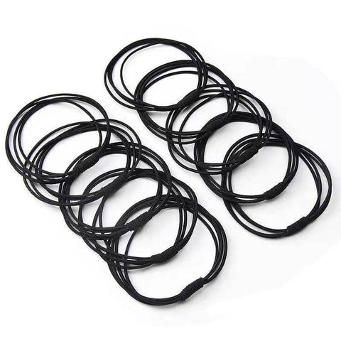 Endless Elastic Hair Ties for Ponytails, Pack of 10 - Black