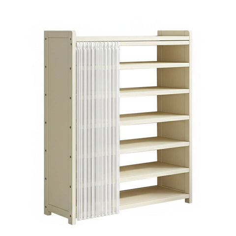 Entryway 7 Tier Shoe Rack with Dust Curtain in White, 90 x 23 x 99.3 cm
