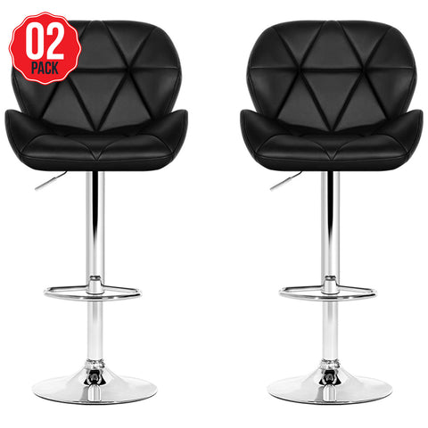 Artiss Black Gaslift Swivel Barstool With Rhombus Motif 2 Pack - SuperSaverAU - view 1