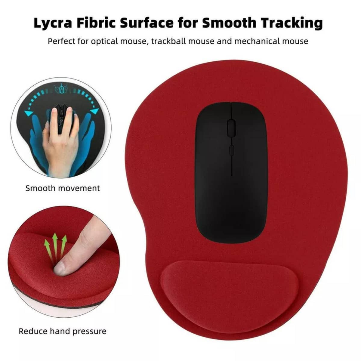 Ergonomic Mouse Pad with Wrist Rest, 23 x 19 cm - Pink - view 4