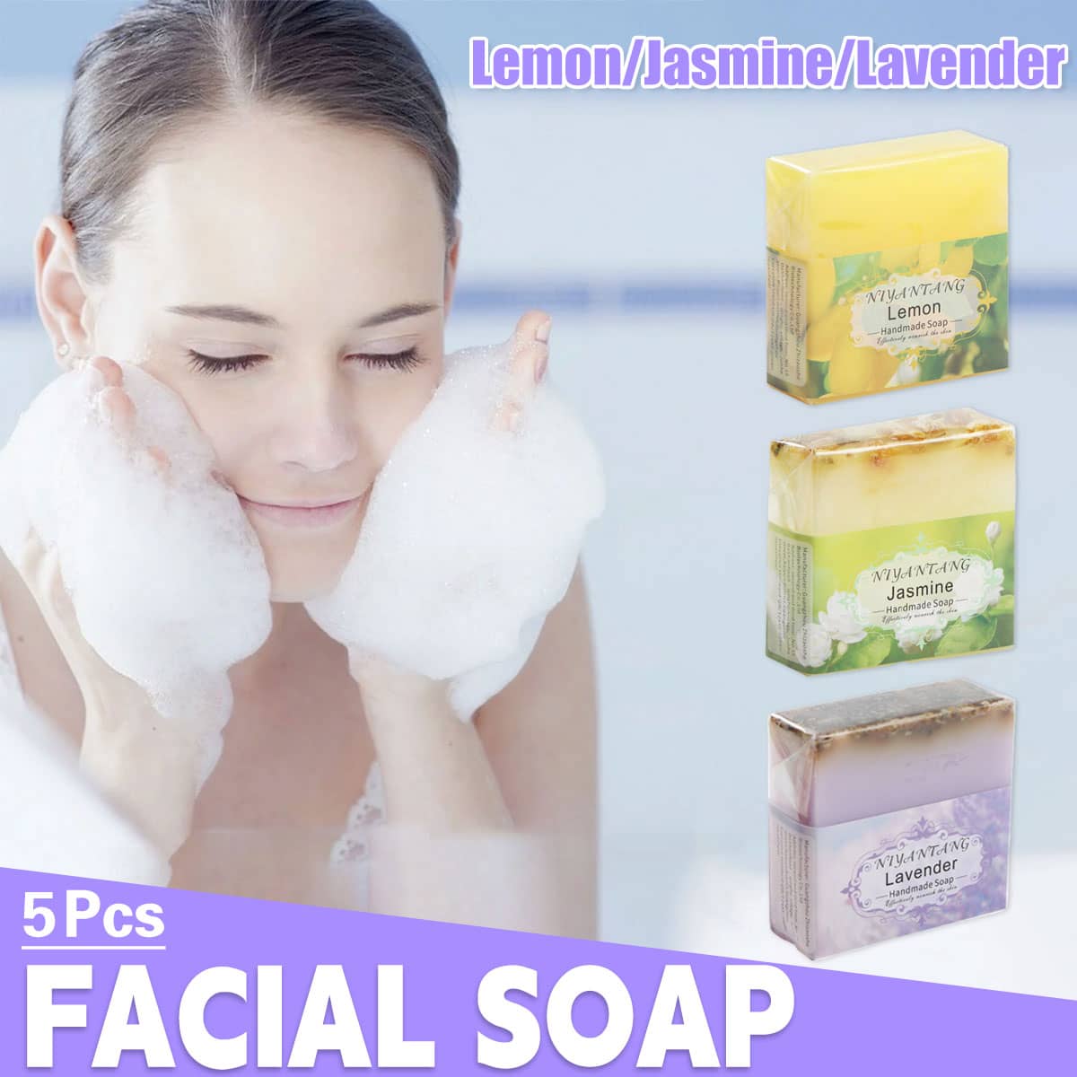 Essential Oil Handmade Soap Bars, Pack of 5 - Lemon - view 2