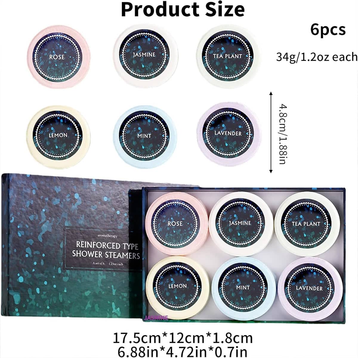 Essential Oil Shower Steamers Gift Box, Pack of 6 Aromatherapy Bath Tablets with Flowers - view 3