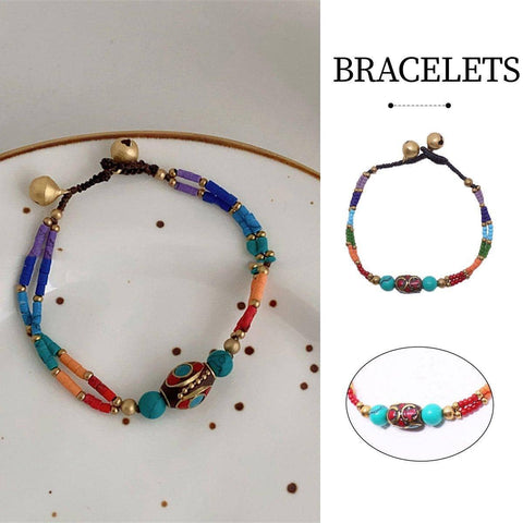 Ethnic Style Handmade Bracelet with Stones and Sky Beads