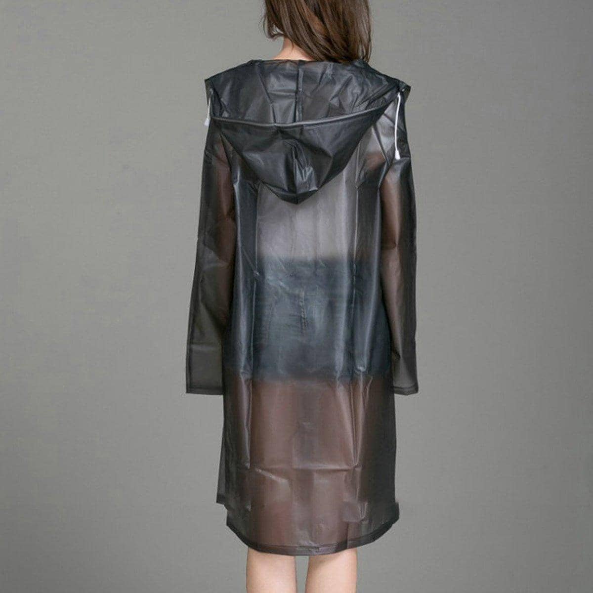 EVA One Piece Hooded Raincoat Poncho Waterproof Transparent Grey - Size XL (Length 120cm) - view 3