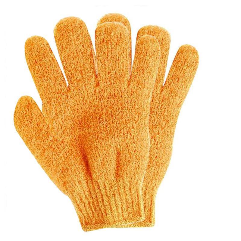 Exfoliating Bath Gloves 1 Pair Shower Scrub Mitt - Orange