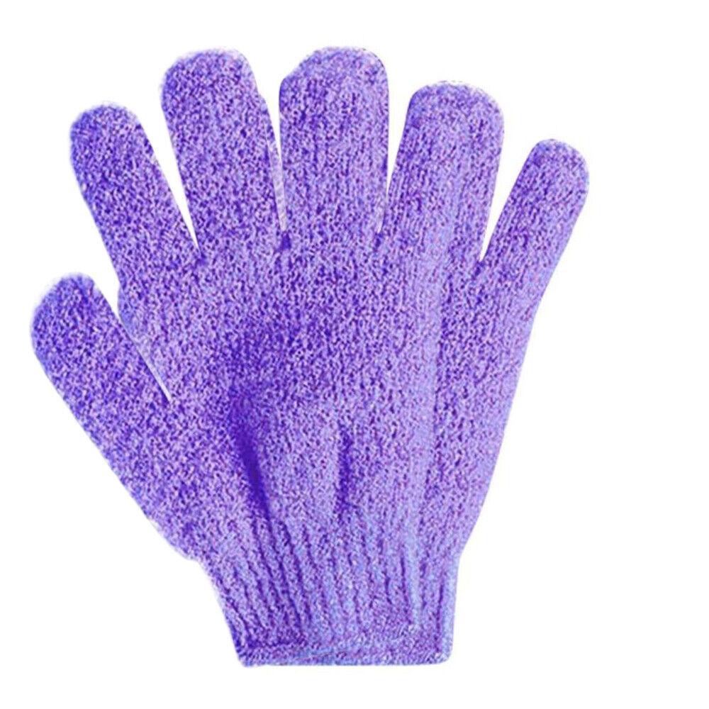 Exfoliating Bath Gloves 1 Pair Shower Scrub Mitt - Purple