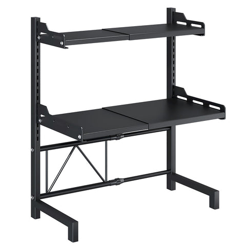 Expandable Microwave Oven Storage Rack Shelf - Black 3-Layer