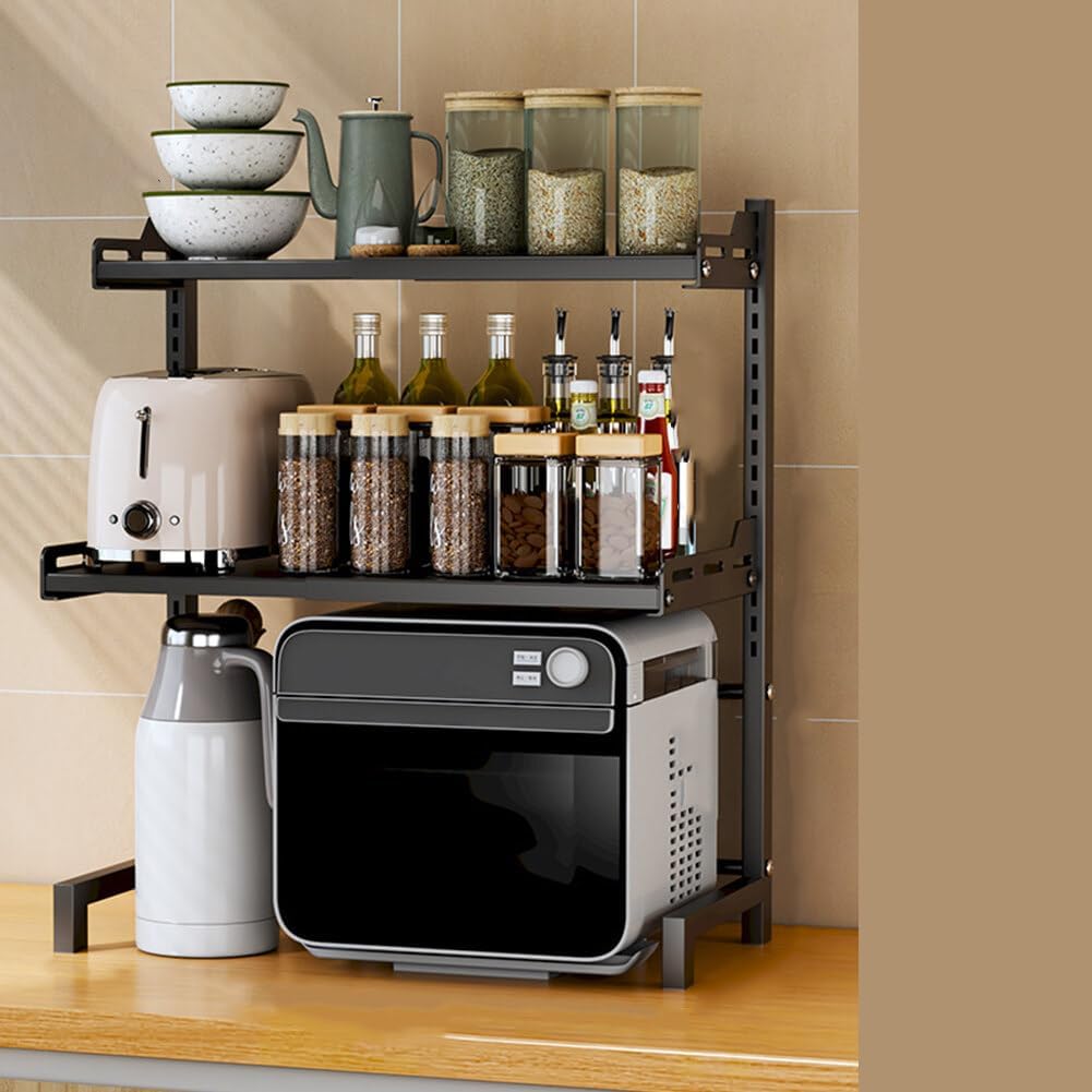 Expandable Microwave Oven Storage Rack Shelf - Black 3-Layer - view 12